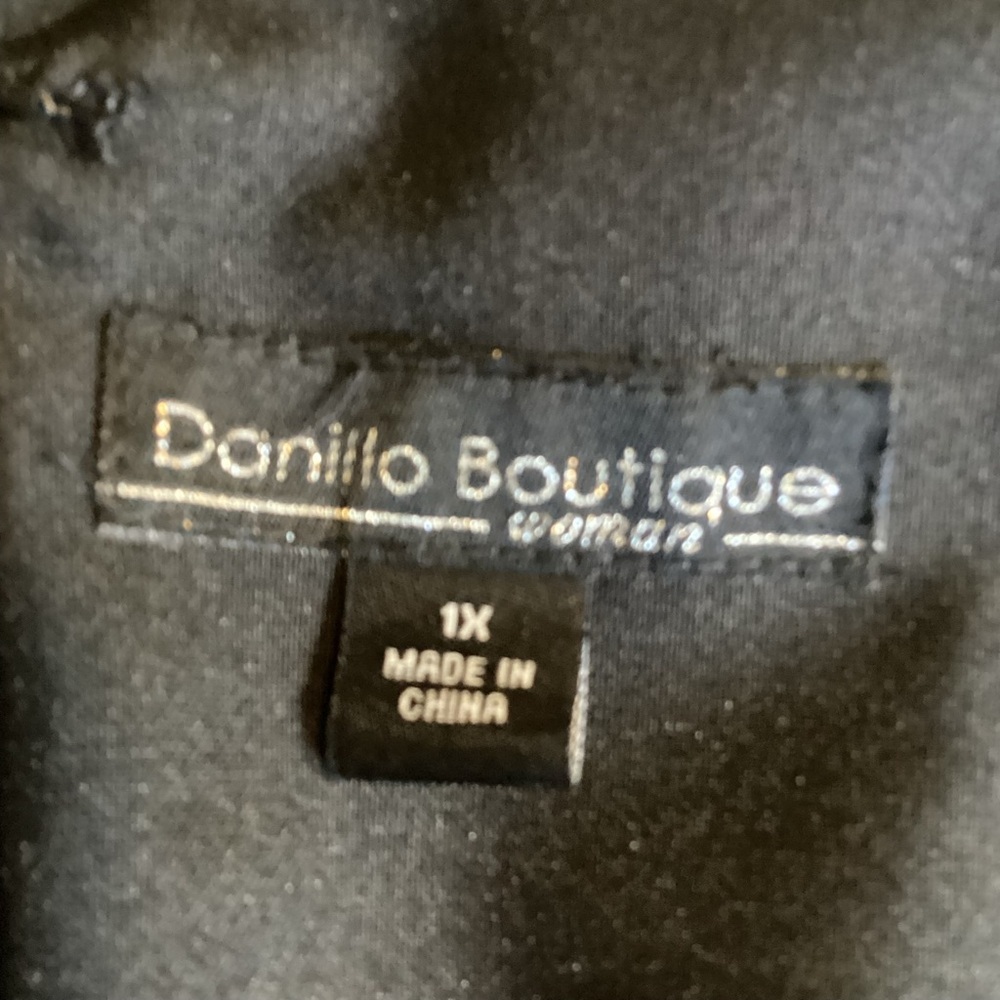 Danillo Boutique Shift Dress Size 1X Blue & Black Floral Design - Picture 8 of 10